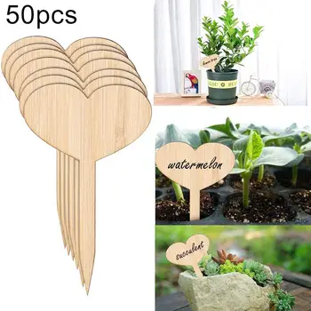 

50Pcs Bamboo Heart Oval Vegetables Plant Labels Bonsai Succulent Seedings Tags Sign Garden Nursery Pots Markers Gardening Tool