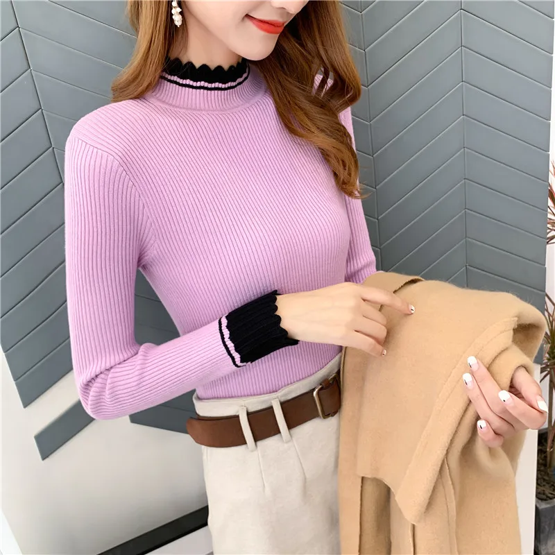 Pullover Jumper Sweater Women Room 137233, Row 6, No.4, Lower] Actual Photo Of New Slim Collar T-shirt Bottoming Shirt 34