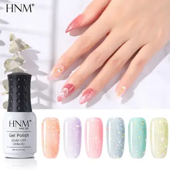 

HNM New Arrival 8ML Crystal Shell Glitter Gel Polish UV LED Semi Permanent Soak Off Nail Varnish Primer Gel Nail Polish