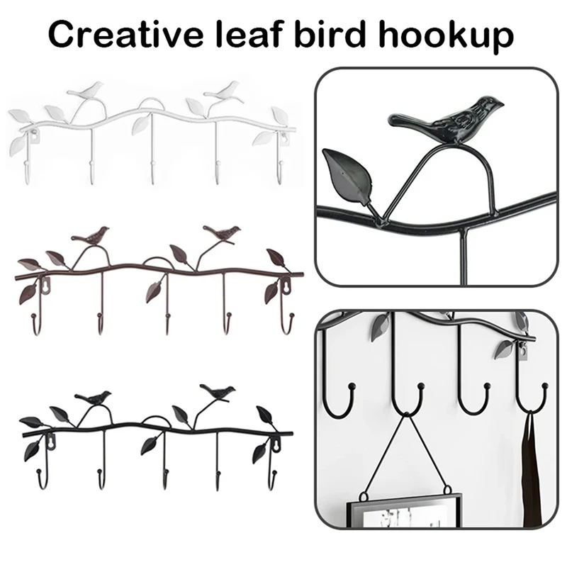 Birds Metal Wall Coat Rack And Hat Rack Multi-function Mounted Hook Hangers For Livingroom Bedroom Wrought Iron Coat Hook 5
