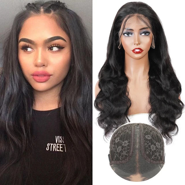 $ Wonder Beauty Body Wave 13*1*6 T Part Lace Wigs Brazilian Remy Human Hair 180% Natural Black Color Glueless For Black Woman