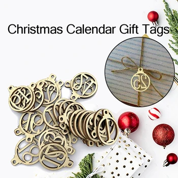 

1-25 Wooden Christmas Advent Calendar Gift Tags Number Gift Tags Christmas Countdown Tags Christmas decoration 25pcs