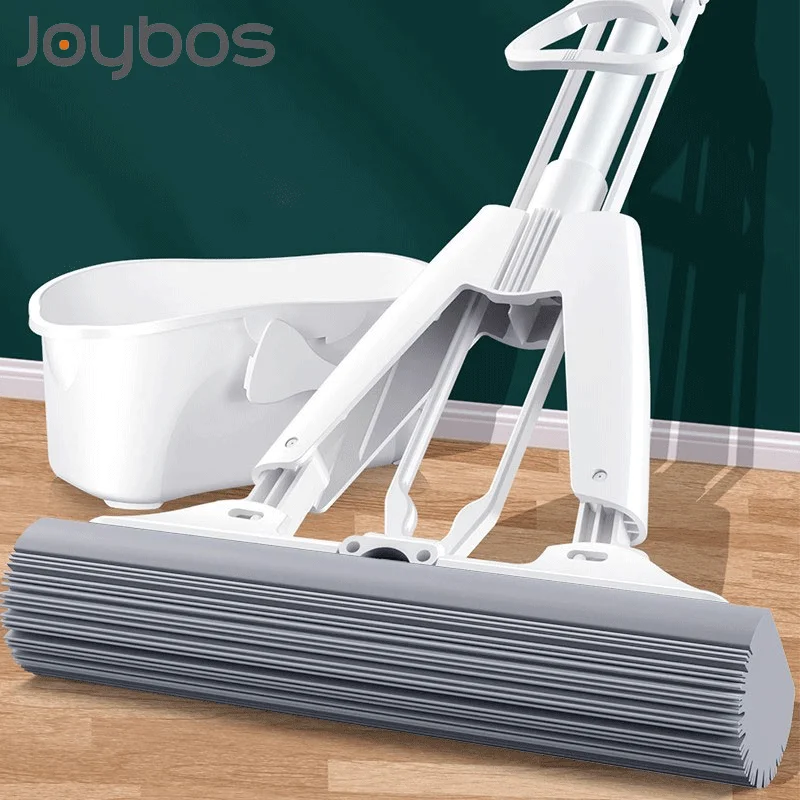 

JOYBOS Double-Fold Squeezing Mop Sponge Head Mop Water-Absorbent Household Floor Mop Free Handwash Glue Cotton Mop Large JBS10