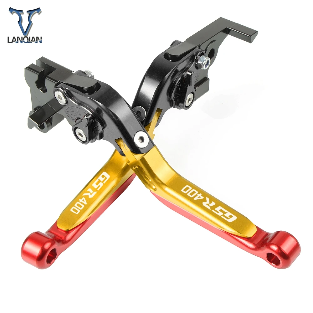 BKBKGLRD Для Suzuki GSR400 2008 2009 2010 2011 2012 с логотипом аксессуары для мотоциклов ЧПУ Регулируемые тормозные рычаги сцепления - Цвет: BKBKGLRD