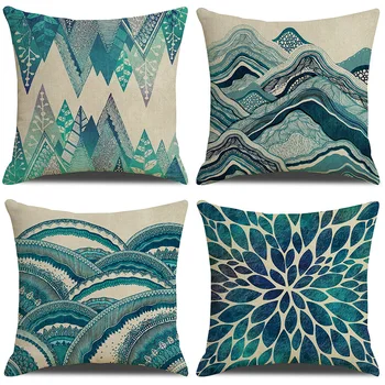 

2020 Flax Geometry Cushion Pillow Covers Simple Home Pillow Case Printed Soft Decoration Cushion Cover