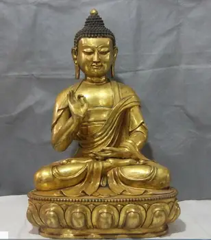 

27" Chinese bronze copper Seat lotus Shakyamuni Sakyamuni Amitabha Buddha Statue