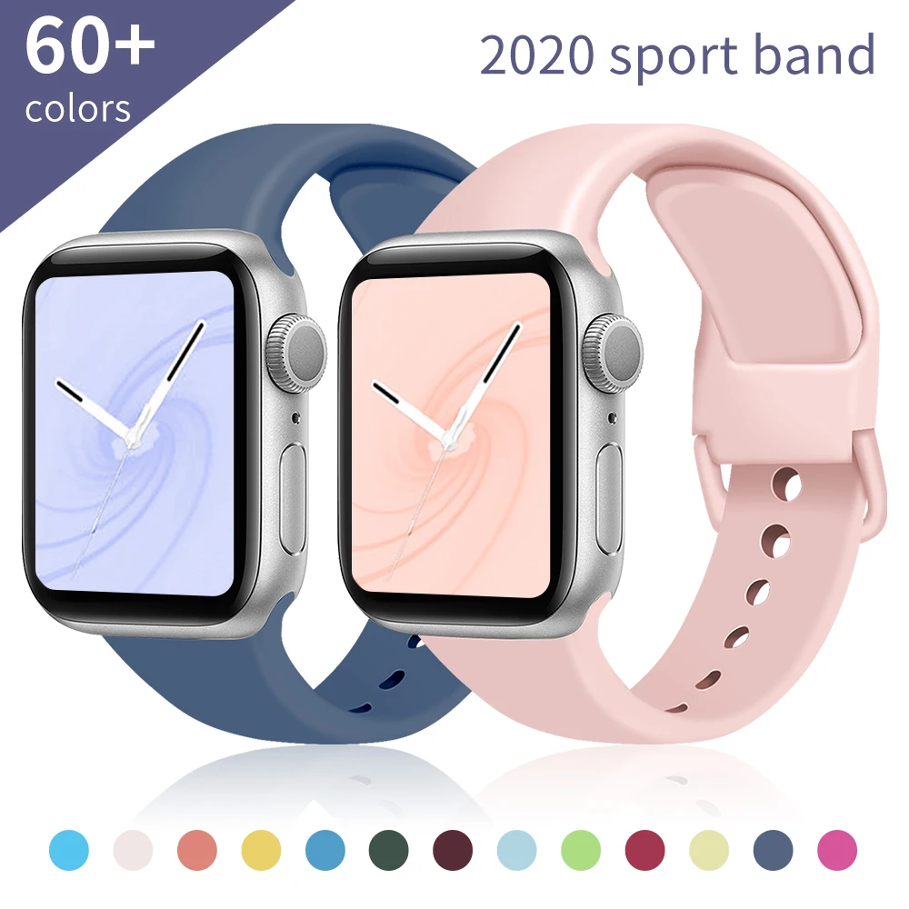 

Soft Silicone Band for Apple Watch Series 6 SE 5 4 3 2 1 38MM 42MM Rubber Watchband Strap for iWatch 4/5 40MM 44MM