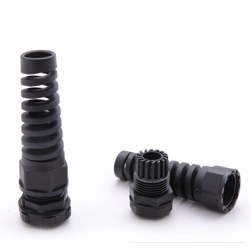 IP68 waterproof M12 PG7 / PG9 / PG11 cable seal sleeve connector plastic screw stress protector 3-6mm anti-bending 5PCS