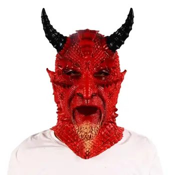 

Sharp-horned Red Scary Demon Mask Used For Party Halloween Cosplay Latex Mask