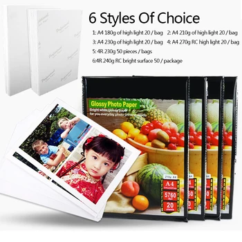 

Printer Photo Paper Sticker Glossy RC Inkjet Printers Office Quick-Drying A4 4R Professional Digital Photographs Photo Sheets