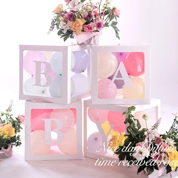 

4pcs/set 30cm Balloon Box Air Balls Alphabet Transparent Packing Box Wedding Balloon Box Wedding 1st Birthday Halloween Decor