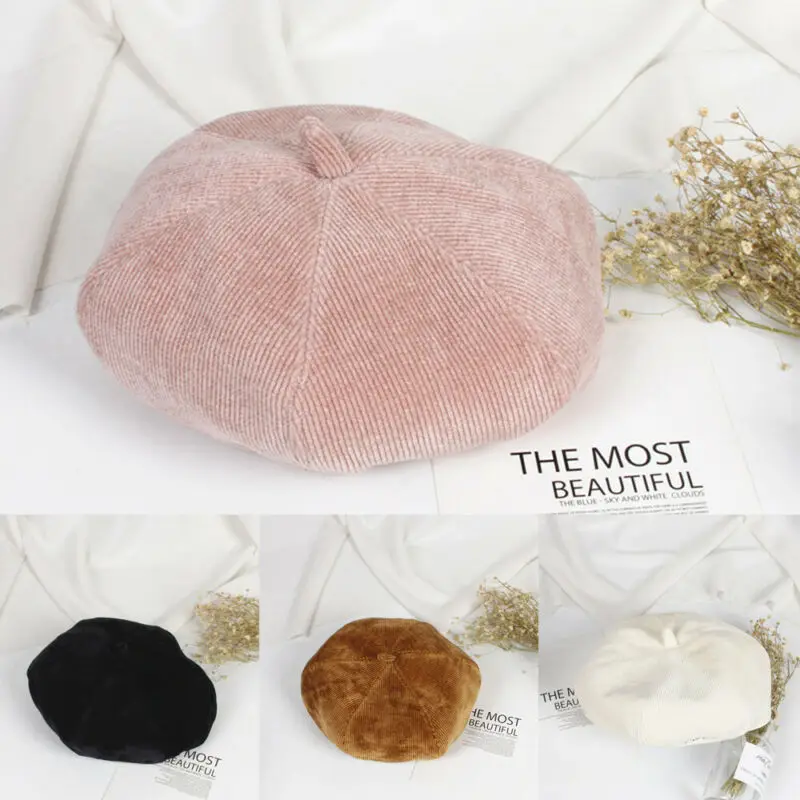 

Accessories Baby Kids Corduroy Beanie Beret Autumn Winter Warmer Embroidery Hats Caps