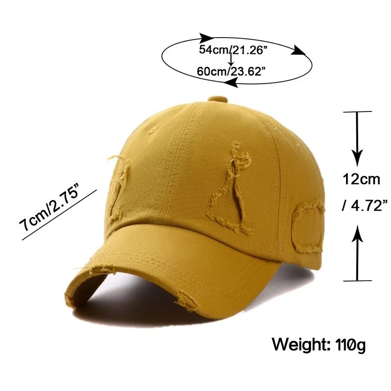 baseball cap Trendy Streetwear Hip Hop Worn Hole Face Cap For Women Men Orange Purple Letter Summer Snapback Cap