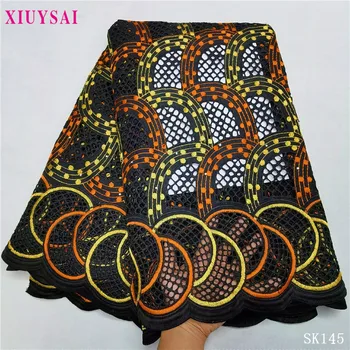 

African Dry Lace Fabric Black Nigerian Lace Fabric High Quality lace Embroidery Swiss Voile Lace Switzerland For Garment Sew