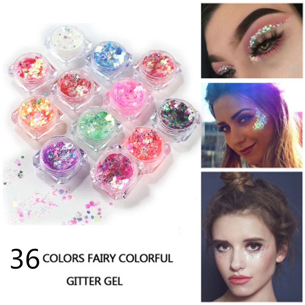 

HOT Festival Hair Glitter Eye Face Nail Body Glitter tinsel on Face Gel Art Flash Cosmetic Make-Up Sequins Glitter Decoration