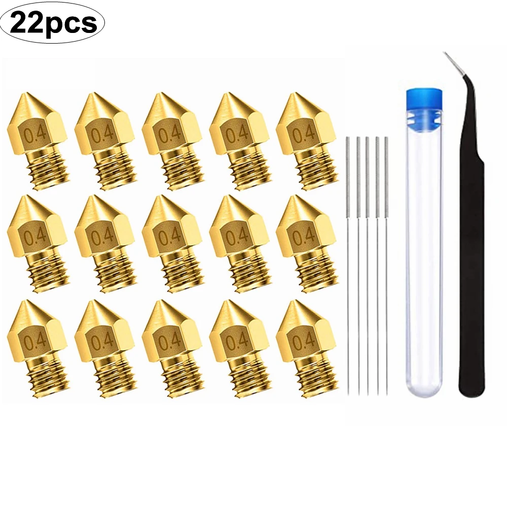 15pcs 0.4mm Mk8 Nozzles 3D Printer Nozzle 5pcs Cleaning Kit 0.35mm Needles and 1pc Stainless Steel Tweezers Tool Kit Nozzles 32pcs 3d printer nozzle cleaning kit 30pcs nozzle cleaner 0 15mm 0 25mm 0 35mm 0 4mm 0 5mm clean needles tweezers for 3d printer