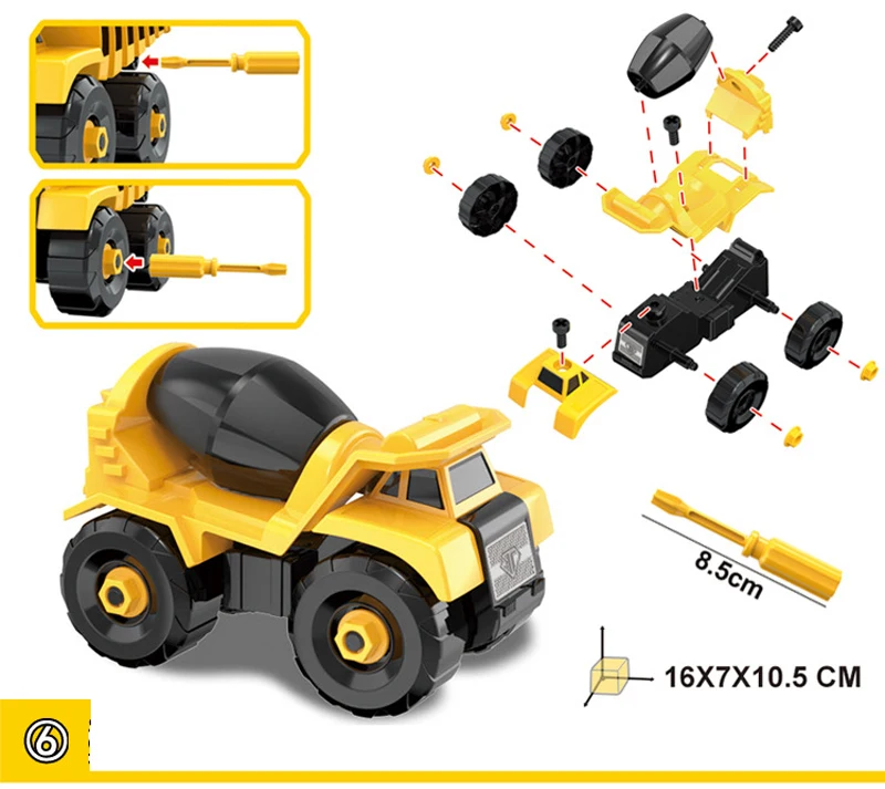 Имитационная Инженерная игрушечная машинка, собранные игрушки, экскаватор, миксер, земляные дрели, модульный блок, автомобиль, Колючая игрушка для детей