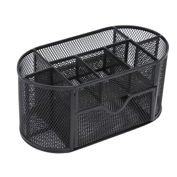 

Multifunctional 9 Components Table Metal Desktop Storage Box (Black)