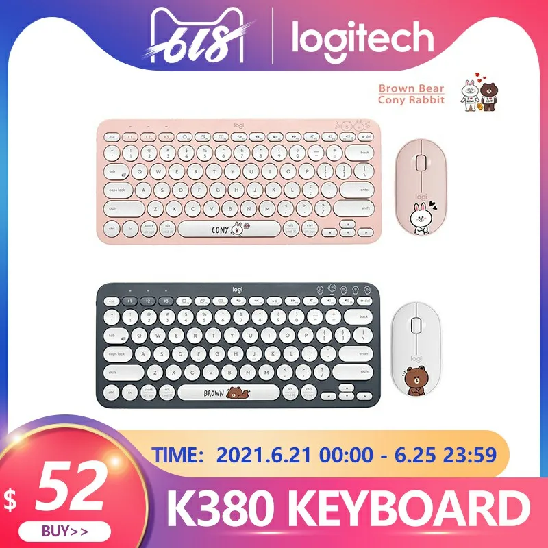 Logitech Keyboard Mouse Multi Device Bluetooth Wireless Gaming Mini Conyrabbit Brownbear For Mac Chrome Windows Ios Android K380 Aliexpress Computer Office