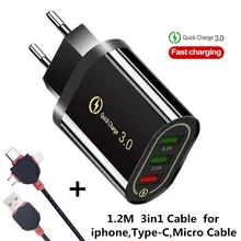 EU/US 5 В/3A зарядное устройство для телефона, быстрое зарядное устройство, быстрая зарядка QC 3,0, зарядное устройство USB для iPhone X 7 8 11 samsung huawei Xiaomi, зарядное устройство