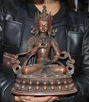 

christmas Old Tibet buddhism bronze Vajradhara Vajrasattva GuanYin Kwan-Yin buddha statue New Year