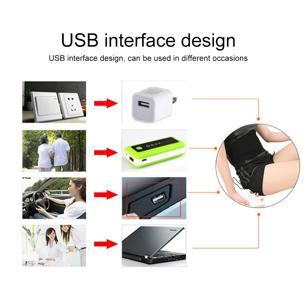 Унисекс USB Fever пояс массаж горячий компресс снимает усталость мышц талии способствует циркуляции крови Турмалин пояс Поддержка спины