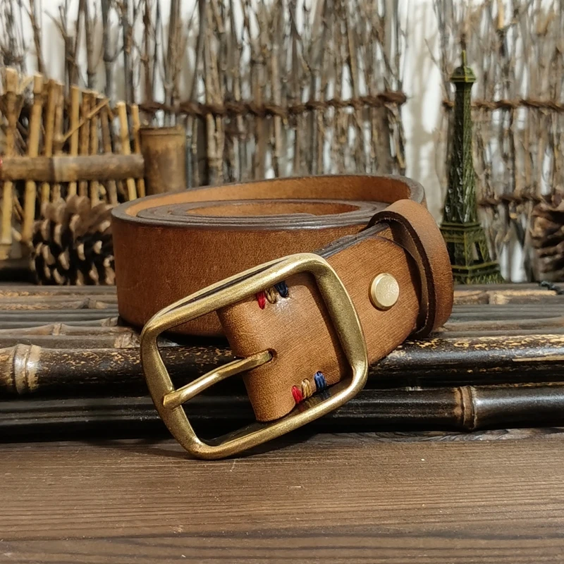 

3.8CM Width Thickened Pure Cow Leather Belt For Men Vintage Retro Casual Western Cowboy Belt High Quality Mens Belts Luxury G802