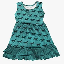 Новое летнее платье для маленьких девочек хлопковый костюм для детей до колена платье 100 хлопок Чирок вороной конь с рюшами без рукавов детская одежда длиной до колен