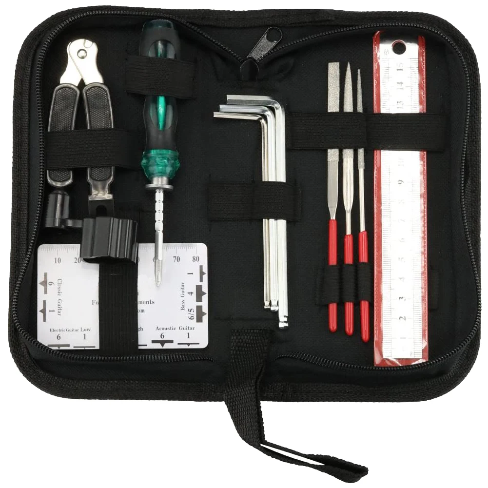 

Guitar Tool Kit Repairing Maintenance Tools String Organizer String Action Ruler Gauge Measuring Tool Hex Wrench Set Files