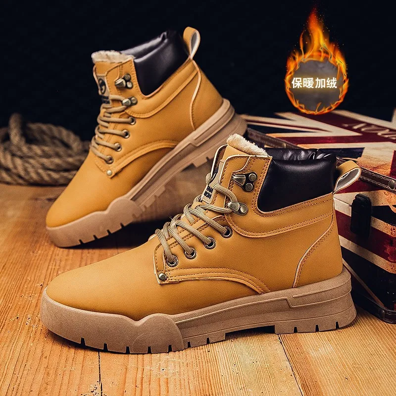 

2019 Winter Models Hight-top Martin Boots plus Velvet Warm Outdoor Snow Boots Men England Casual Shoes