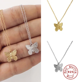 

925 Sterling Silver Jewelry Minimalist Cute Butterfly Pendant Necklaces For Wedding Anniversary Valentine's Day Choker Necklace