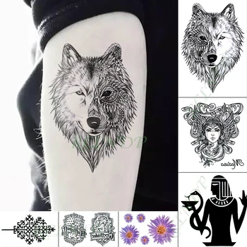 

Waterproof Temporary Tattoo Sticker Wolf Flower Egyptian god Fake Tatto Flash Tatoo Hand Arm Foot tattoos for Kid Girl Men Women