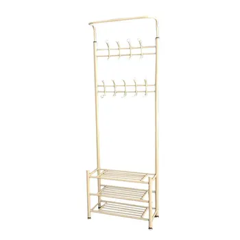 

DE New Modern Metal Coat Rack With 3 Layers Shoe Rack Multifunctional Clothes Hanging Stand Durable Garment Storage Wardrobe