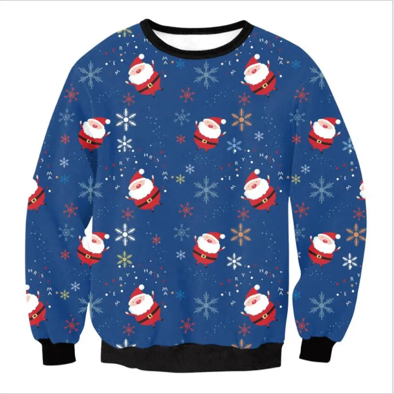Мужской женский Рождественский свитер с Санта-единорогом, пуловер, рождественские свитера, джемперы, топы, осенне-зимняя Толстовка с длинным рукавом