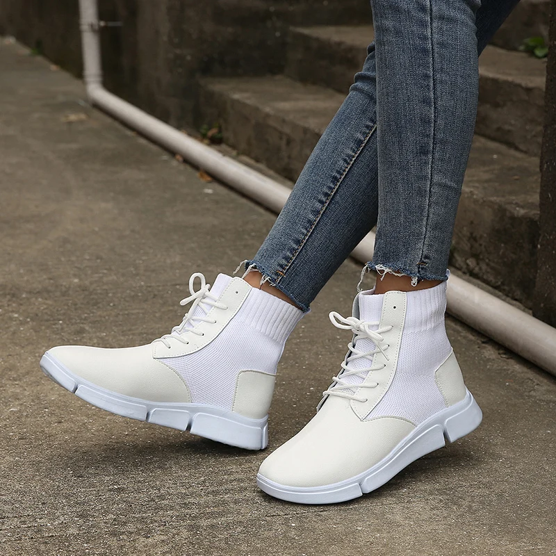 

Spring/Autumn Sneakers Women Ankle Boots Lace-Up Shoes Cross-tied Female Rubber Boots Casual Basic Platform Ladies Shoes