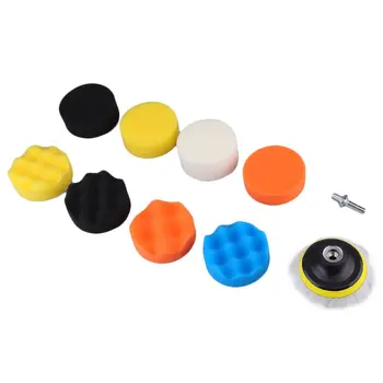 

10 Pieces Gross Polishing Buffer Pad Set 4 Buffing Pad Kit with 3 Pads 1 Backing Plate 5 Sanding Paper and 1/4 Drill Adaptor