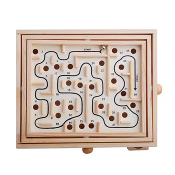 

Labyrinth Toy Educational Desktop Game Board Balance Kids Adults Handcrafted 3D Traditional Antistress Balls Moving Wooden Maze