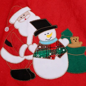 

Lovely Red Non-Woven Christmas Tree Skirt Aprons Edge Santa And Snowman Decoration For Home Xmas Tree Skirt New Year