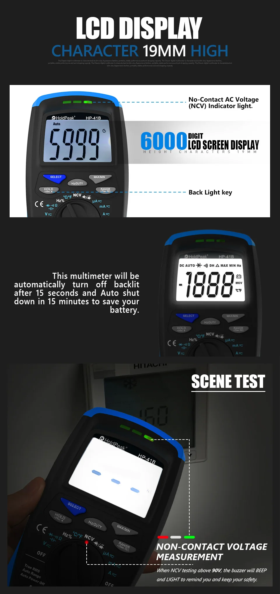 capacitância, temperatura, diodo elétrico, testador com luz de fundo