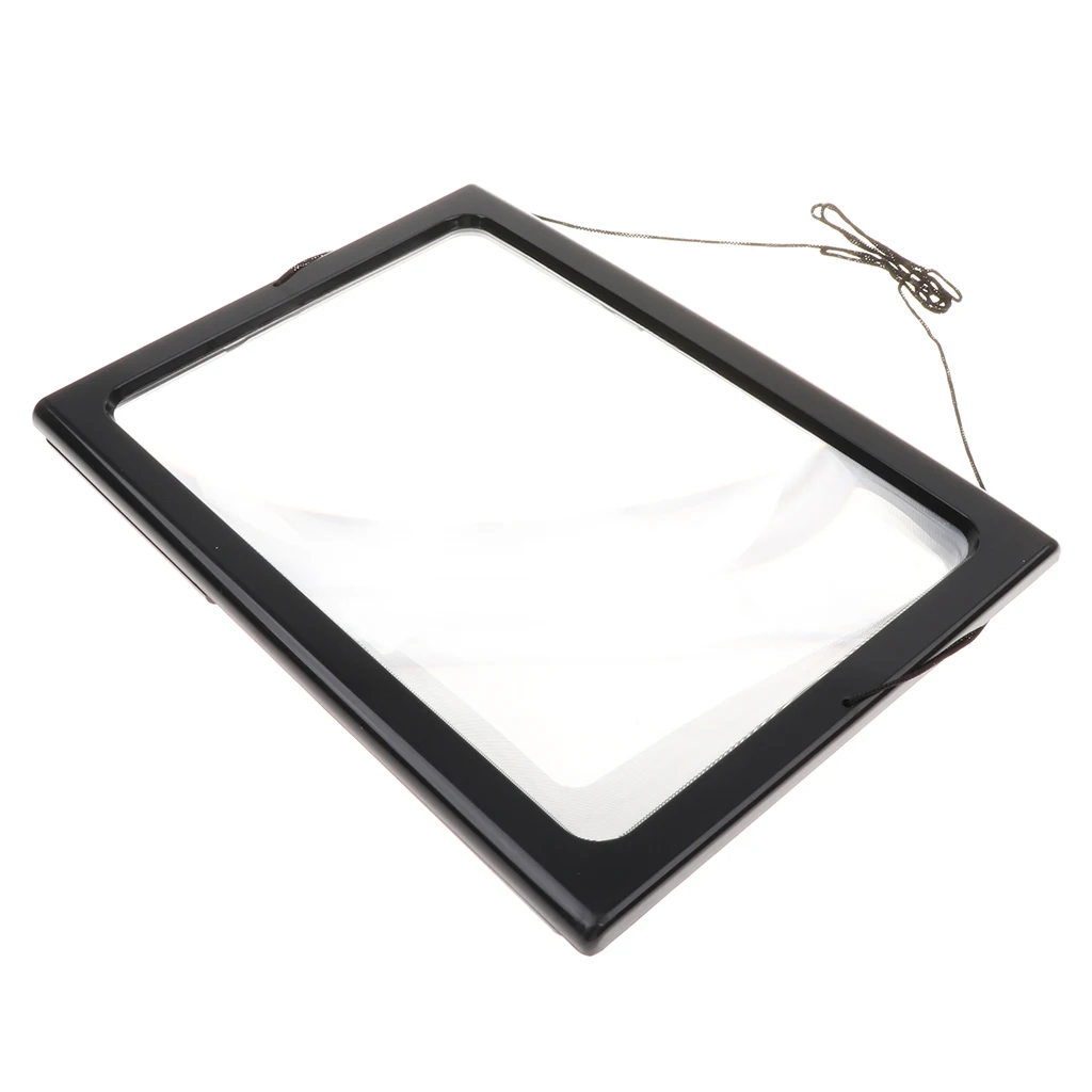 Full Page Magnifying Glass with 4 LED Lights and Foldable Legs - 3x Len - Large Rectangular Magnifier for Desktop Reading