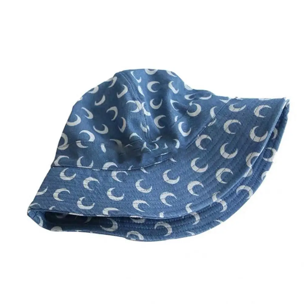 

Studyset Men Fashion Hat Women Fashion Crescent Moon Printing Denim Blue Bucket Hat denim denim blue 70g