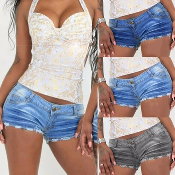 

Casual Blue Denim Shorts Women Sexy High Waist Buttons Pockets Slim Fit Shorts 2020 Summer Beach Streetwear Jeans Shorts