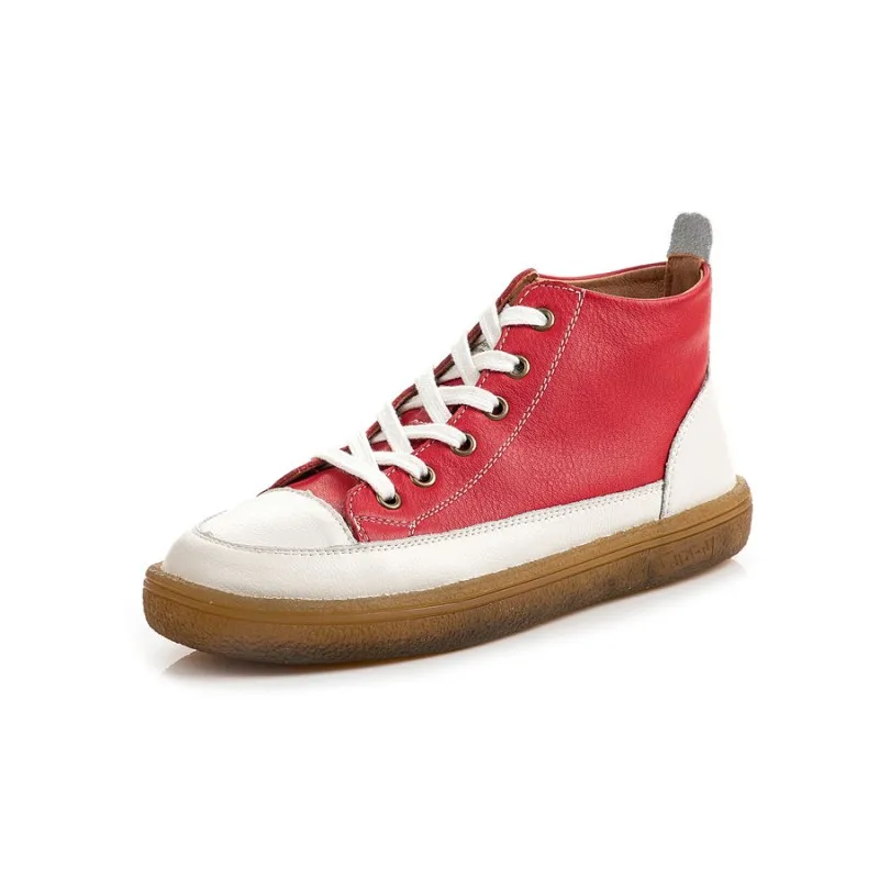 

Genuine Leather Women's Autumn Winter Martin Boots Breathable Round Toe Lace-up Female Casual Sneakers Ladies Shoes Botas Mujer