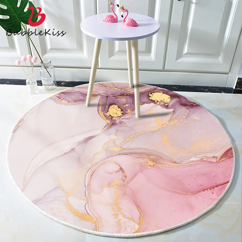 Bubble Kiss Round Carpets For Living Room Fashion Pink Rugs Home Art Marbling Door Mat Bedroom Decor Carpet Customized Area Rug | Дом и сад