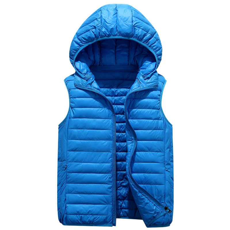 Sky blue Speed Hiker, осенний зимний светильник, жилет для мужчин, теплый, с хлопковой подкладкой, с капюшоном, жилет, мужской, Повседневный, без рукавов, верхняя одежда, пальто, M-5XL - Цвет: Sky blue