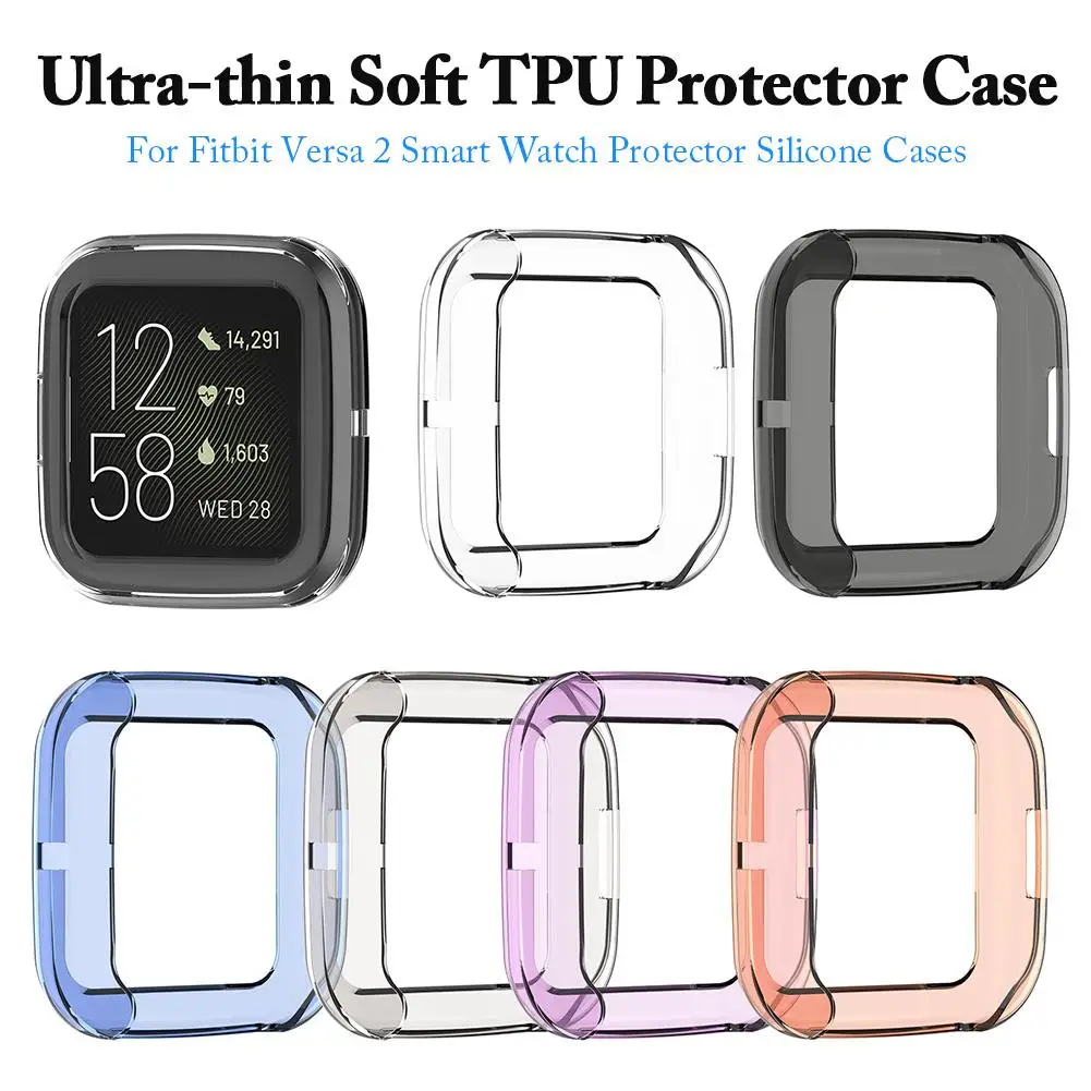For Fitbit Versa2 Ultrathin TPU Soft Full Protective Case Cover Screen Protector 