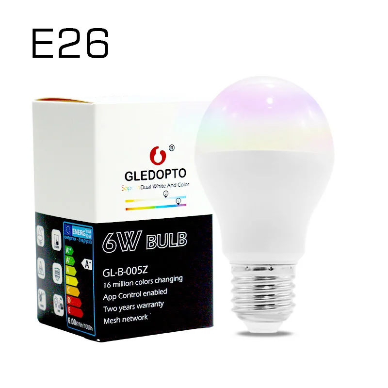 E26/E27 для ZigBee RGB+ CCT 6 Вт умная лампа переменного тока 100-240 в 500-550 люмен 6 Вт 57*102 мм