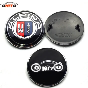 

Hot selling 2pcs/lot 82MM Auto head hood Emblem rear boot label Car front Bonnet Logo tail Trunk Badge ABS Aluminum for Alpina