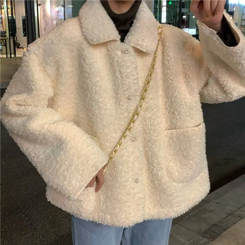 

2020 Winter Warm Soft Button Fur Jacket Sweet Elegant Faux Fur Coats Ladies Plush Overcoat Pocket Casual Outerwear Woman Clothes