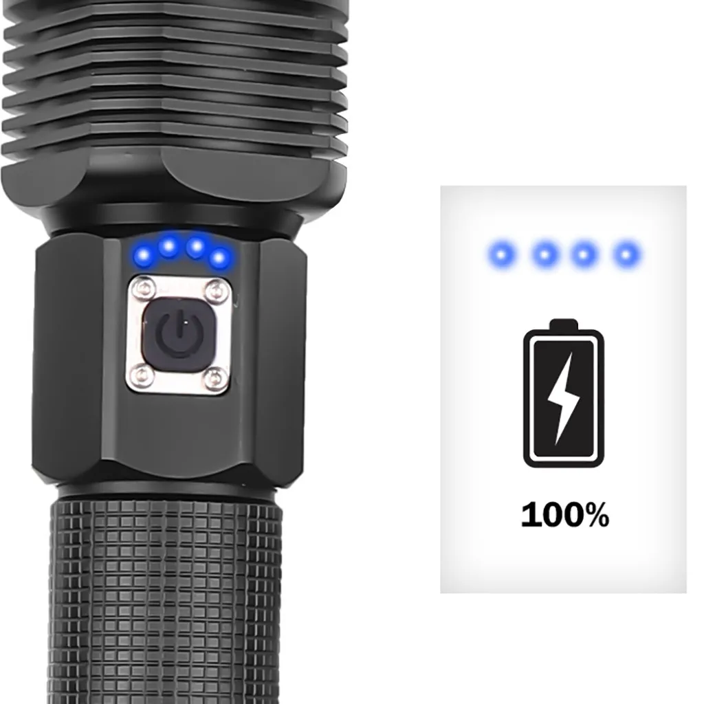Супер мощный светодиодный фонарик тактический фонарь USB Перезаряжаемый Linterna водонепроницаемая лампа сверхъяркая фонарь для кемпинга